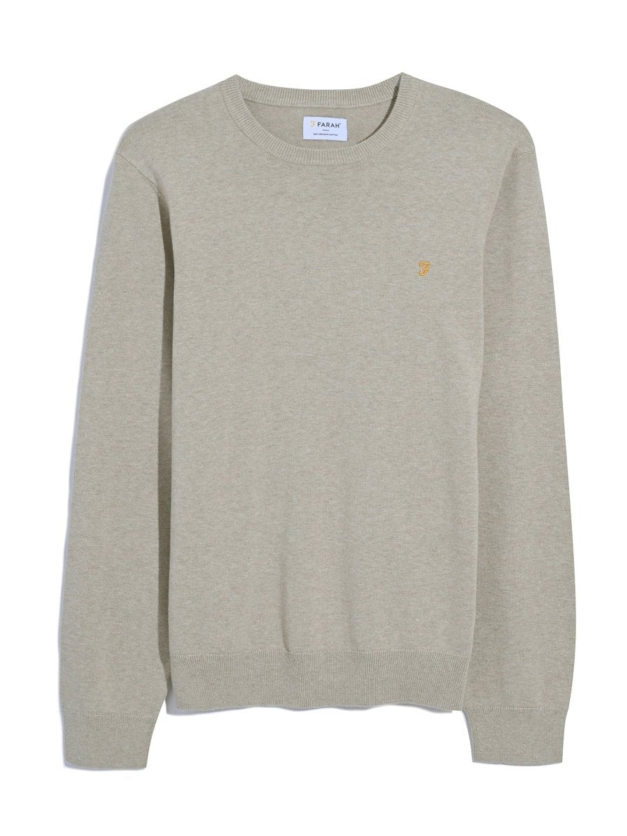 Mullen Cotton Crew Neck Sweater In Hazelnut Marl - RUTHERFORD & Co