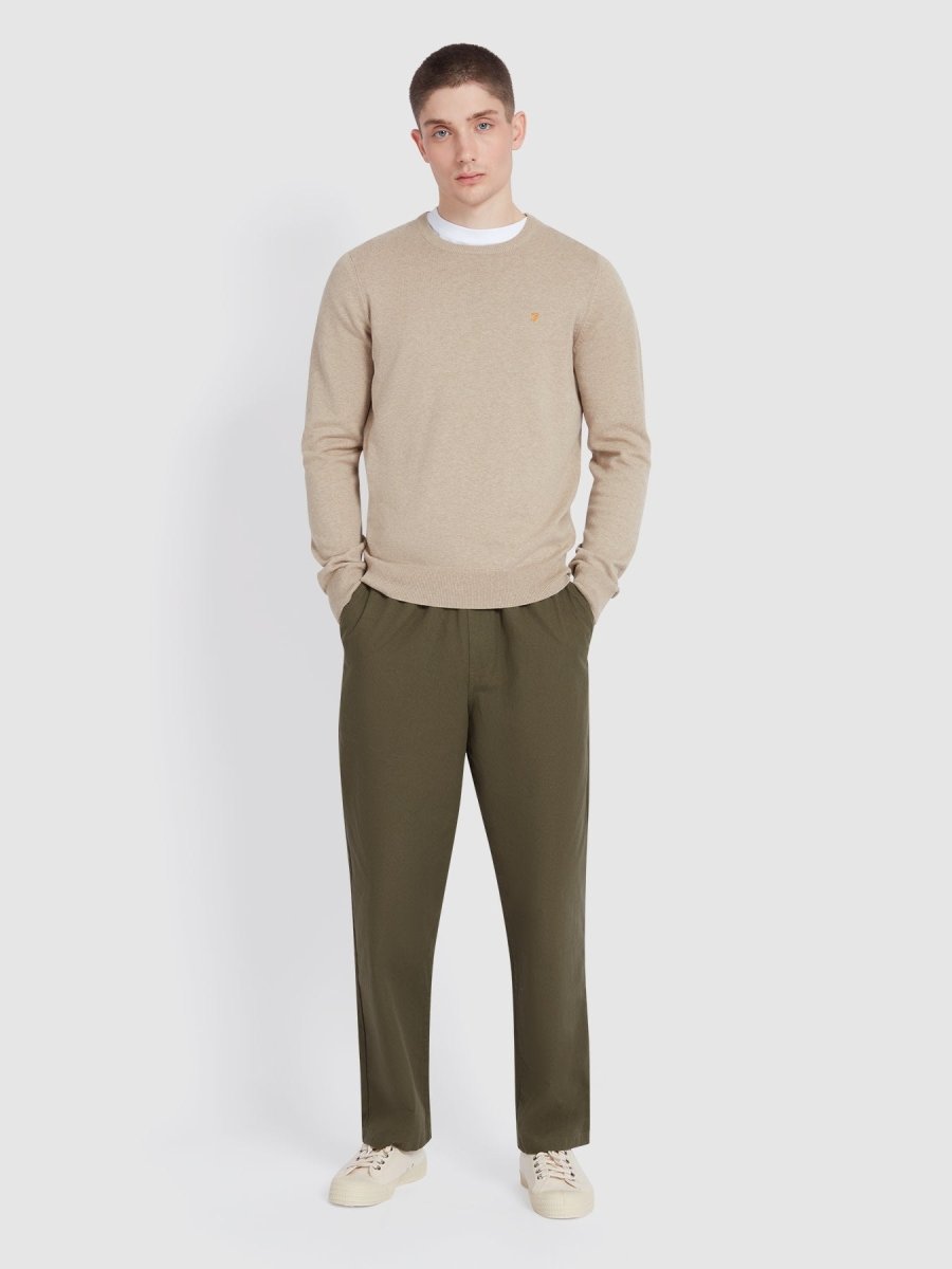 Mullen Cotton Crew Neck Sweater In Hazelnut Marl - RUTHERFORD & Co