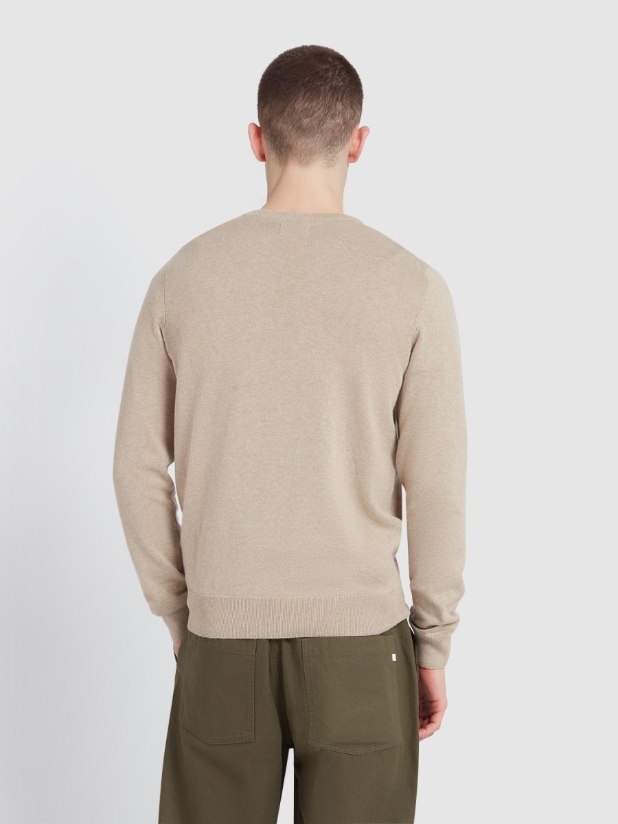 Mullen Cotton Crew Neck Sweater In Hazelnut Marl - RUTHERFORD & Co