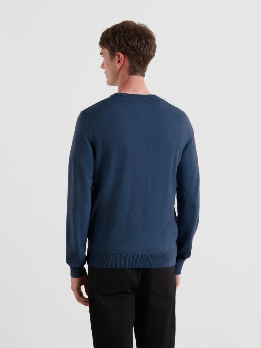 Mullen Merino Wool Sweater In Blue River - RUTHERFORD & Co