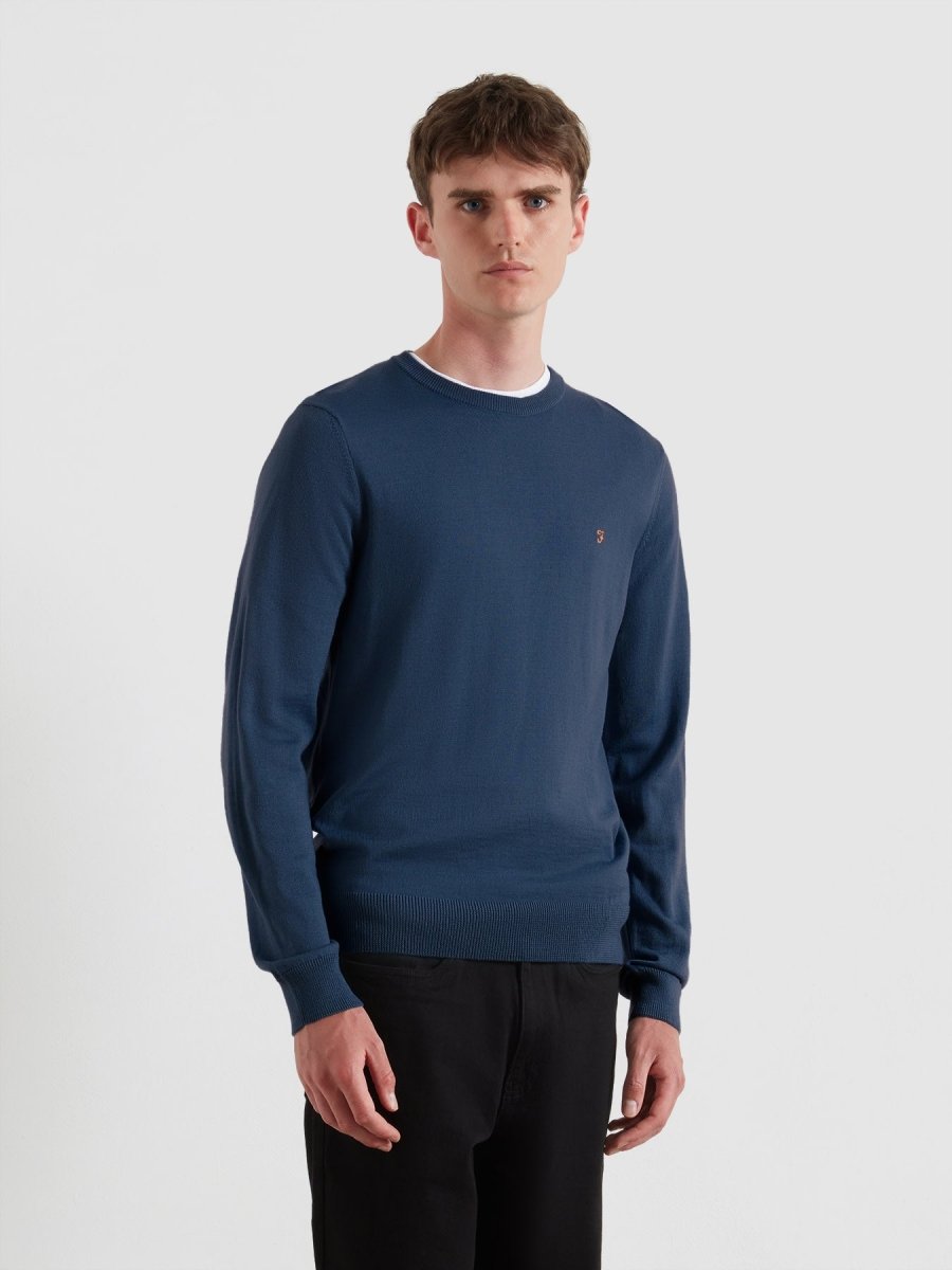 Mullen Merino Wool Sweater In Blue River - RUTHERFORD & Co