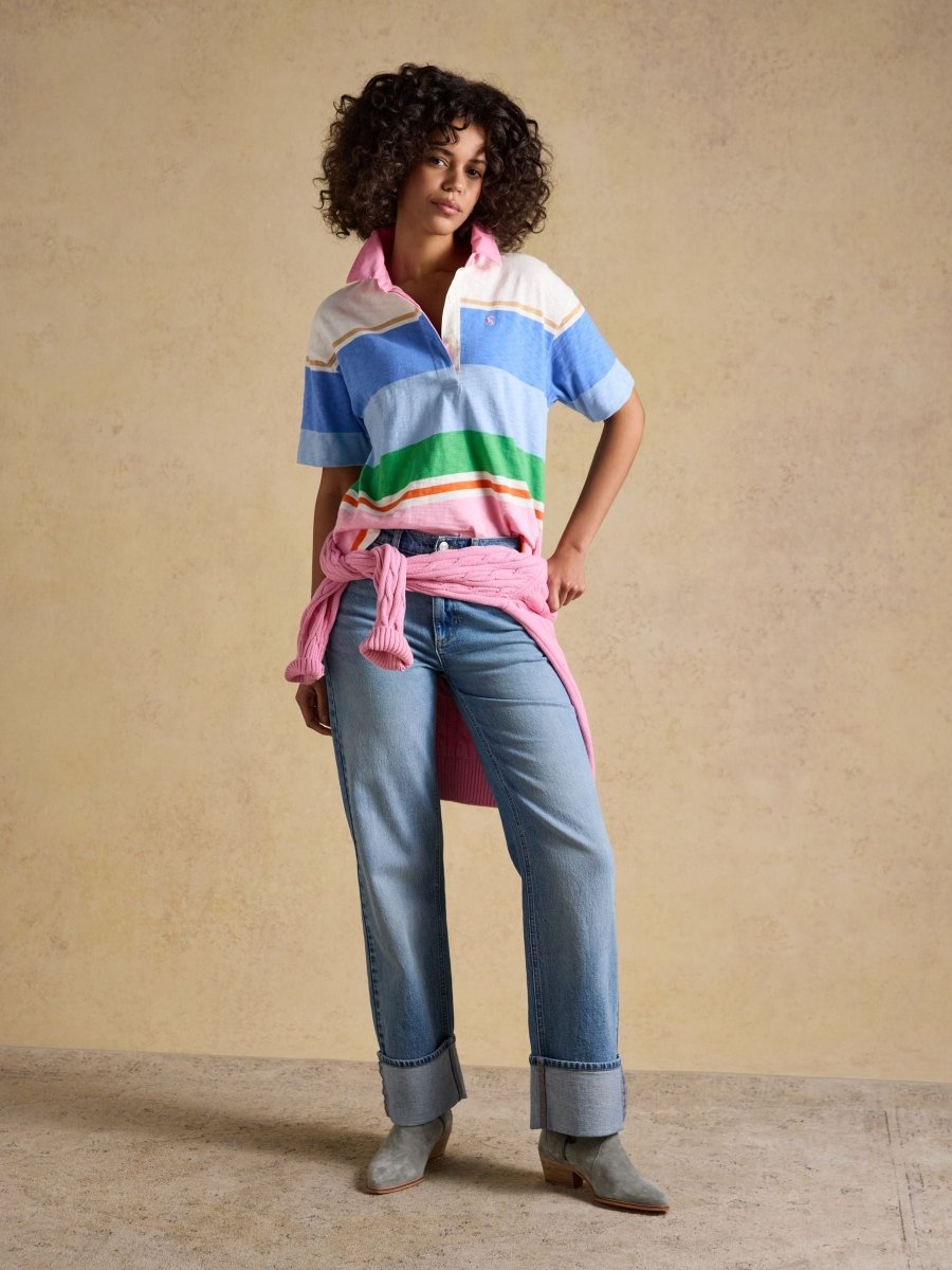 Multi Stripe Short Sleeve Cotton Rugby Shirt - RUTHERFORD & Co