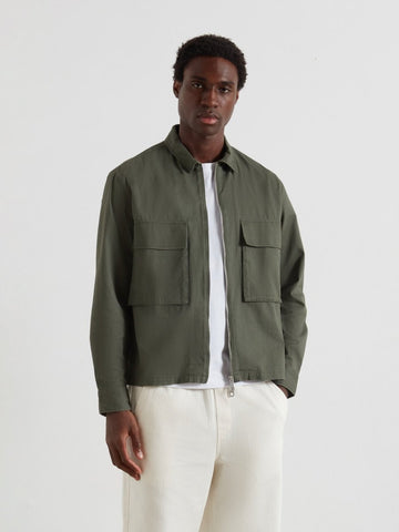 Murphy Zipped Overshirt In Rosemary - RUTHERFORD & Co
