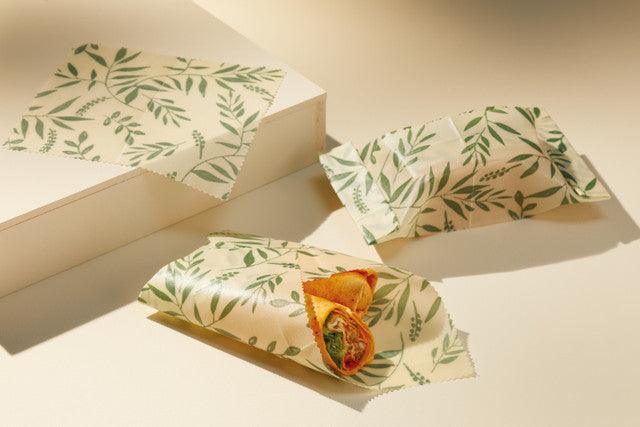 Natural Elements Set of 3 Reusable Vegan Food Wrap Sheets, Organic Cotton Cling Film Alternative - RUTHERFORD & Co