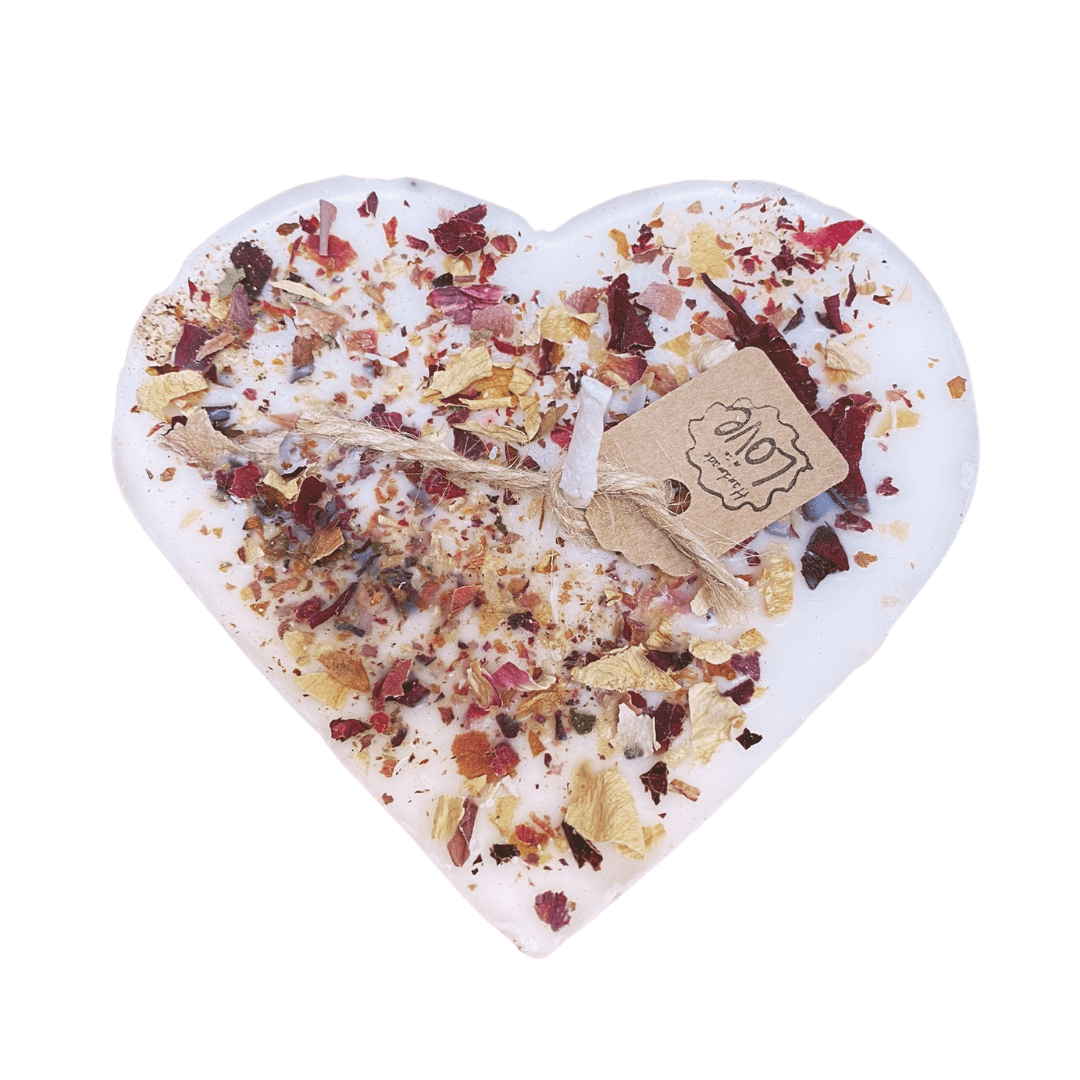 Natural Wax Candle W Rose Petals Jasmine 9x5cm - RUTHERFORD & Co
