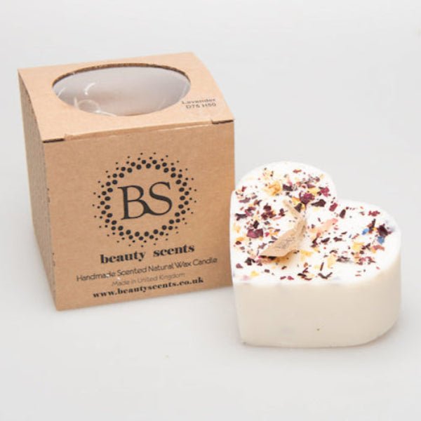 Natural Wax Candle W Rose Petals Lavender 9x5cm - RUTHERFORD & Co