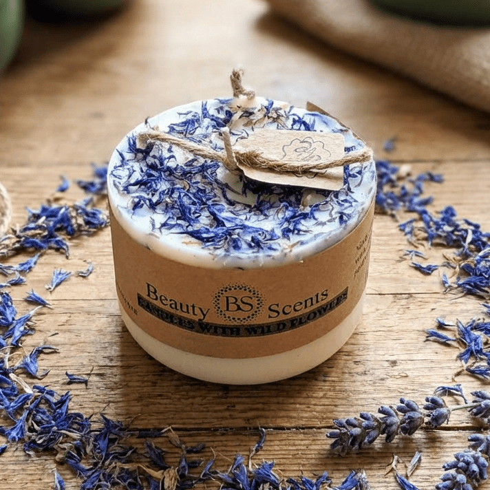 Natural Wax Candle W Wild Flowers Mango 7.5x5cm - RUTHERFORD & Co