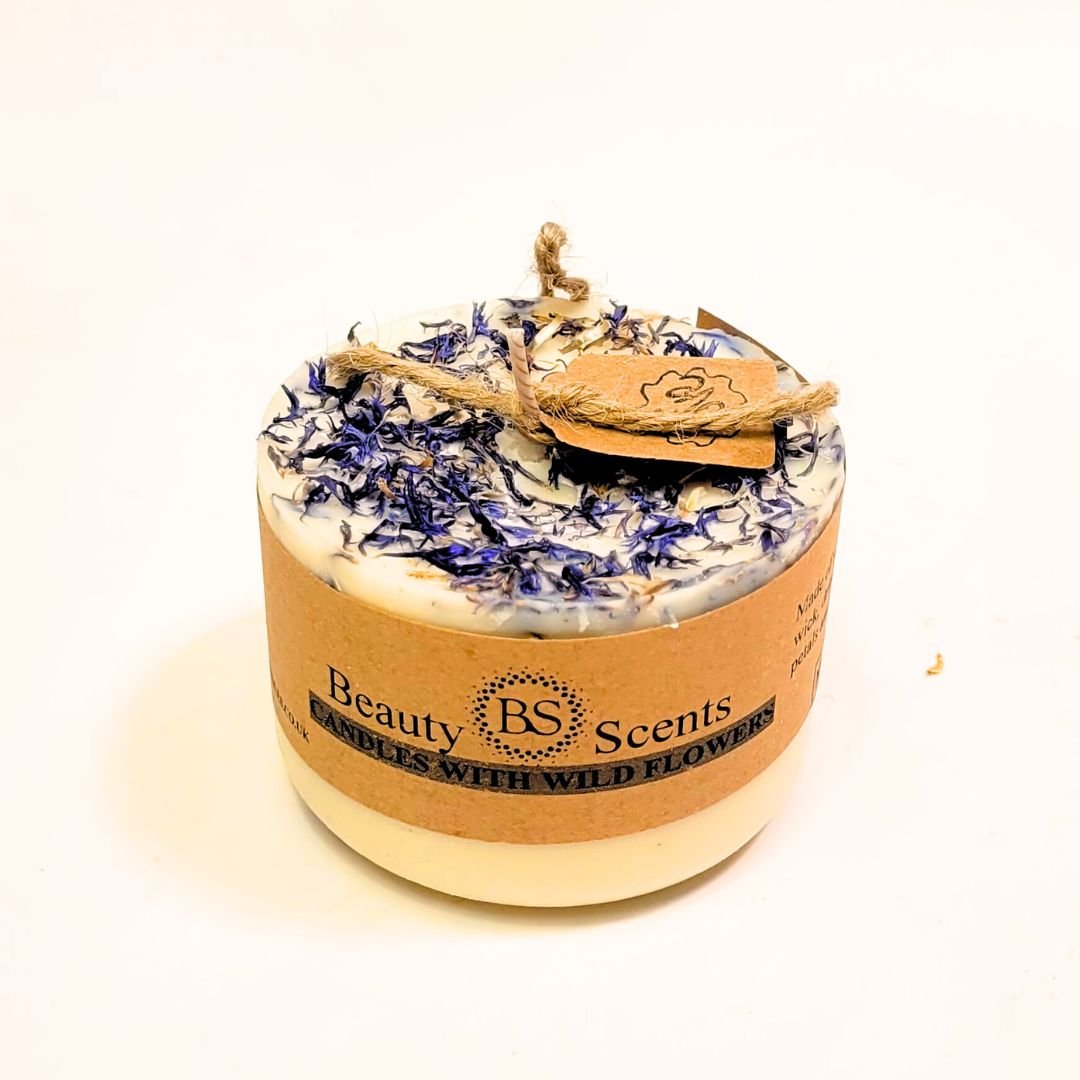 Natural Wax Candle W Wild Flowers Mango 7.5x5cm - RUTHERFORD & Co