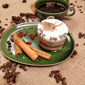 Natural Wax Candles W Coffee Beans Vanilla & Coffee 5x7.5cm - RUTHERFORD & Co