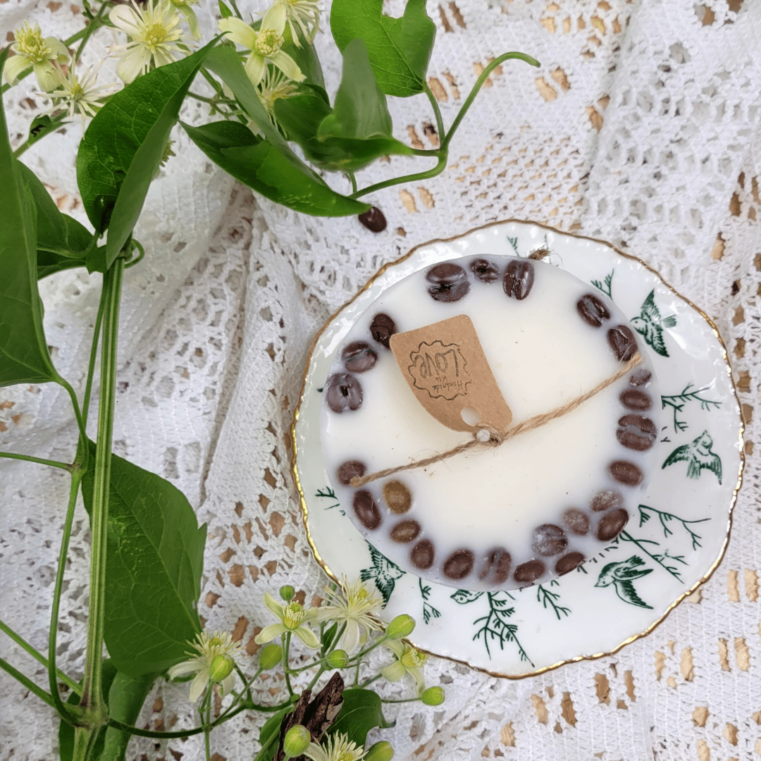 Natural Wax Candles W Coffee Beans Vanilla & Coffee 5x7.5cm - RUTHERFORD & Co