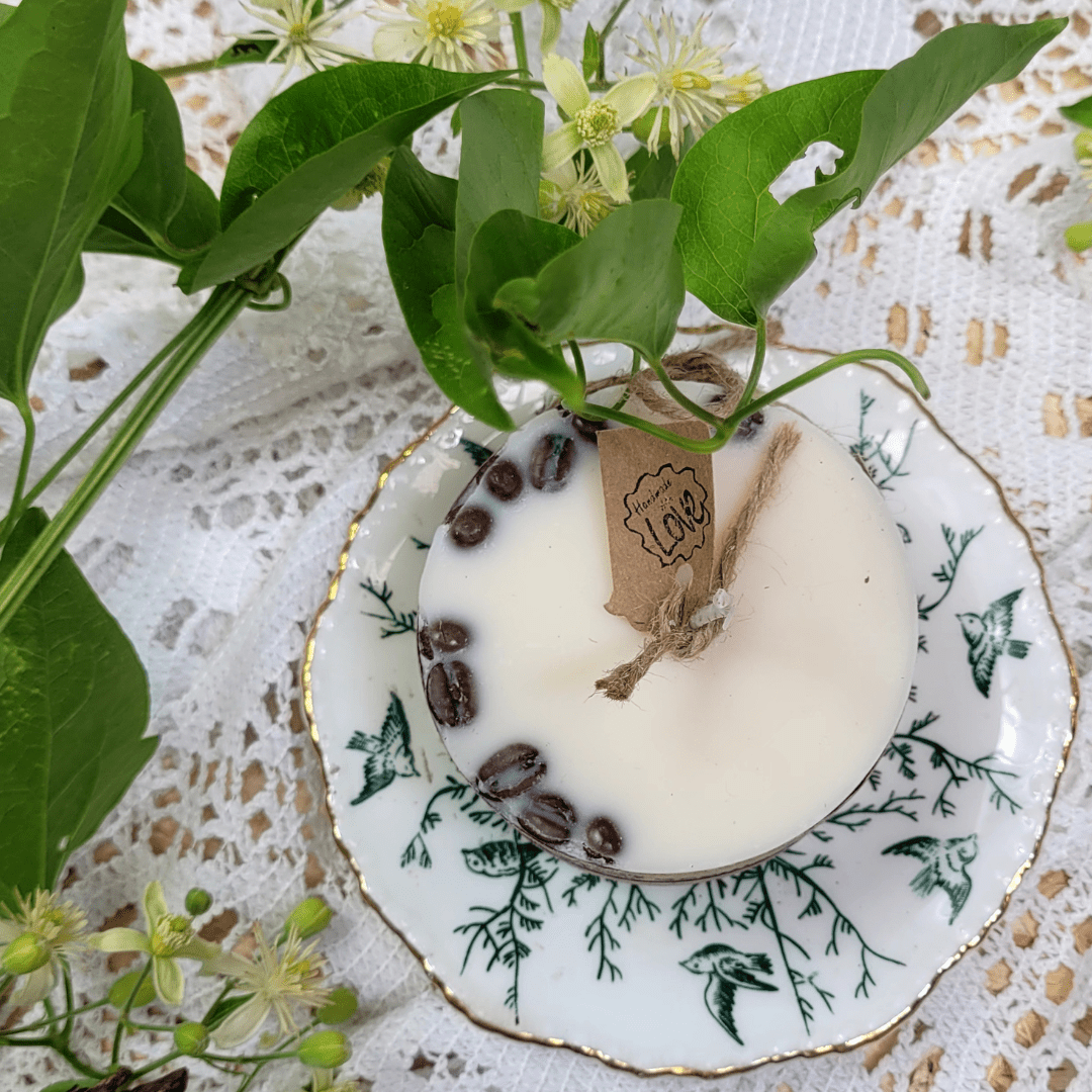 Natural Wax Candles W Coffee Beans Vanilla & Coffee 5x7.5cm - RUTHERFORD & Co