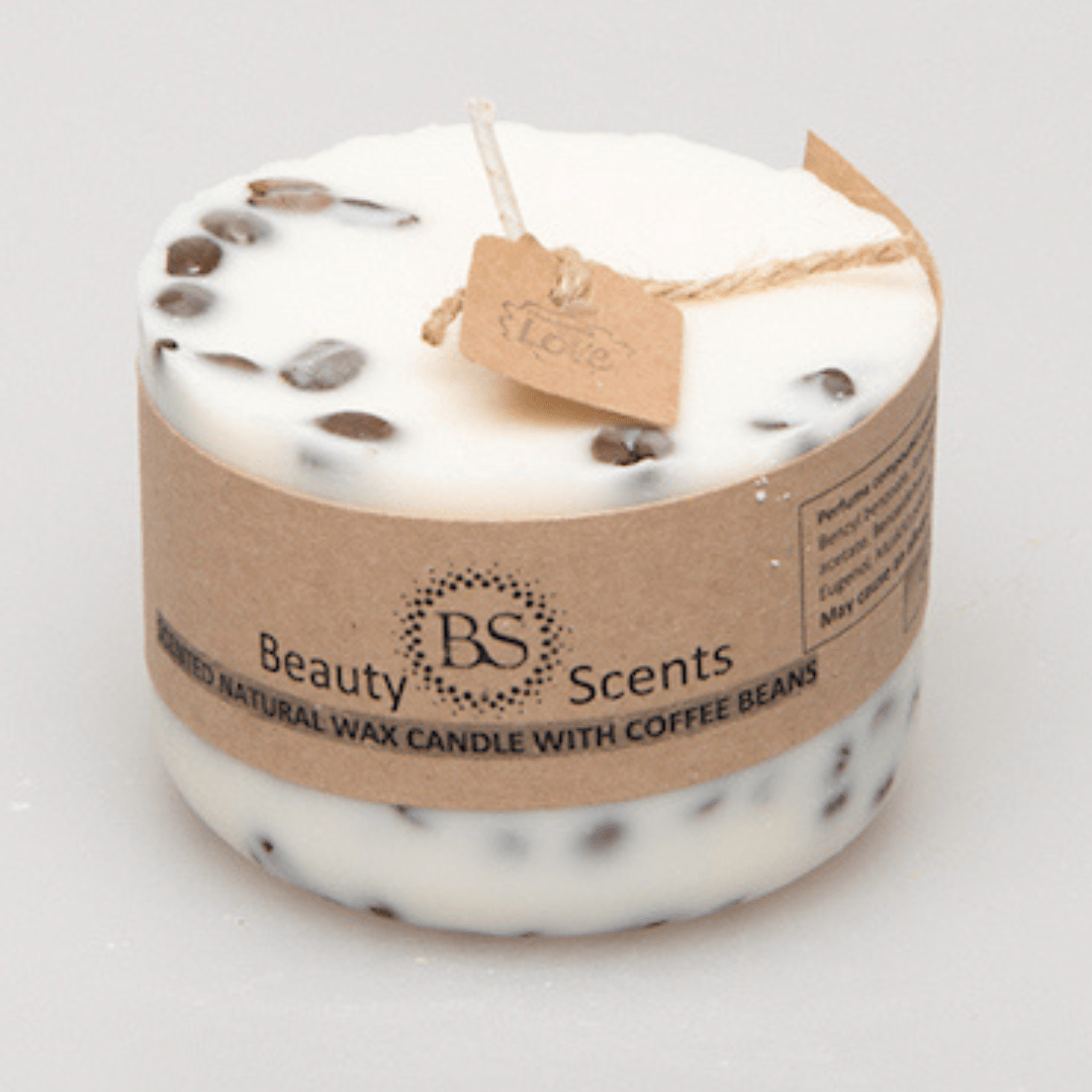 Natural Wax Candles W Coffee Beans Vanilla & Coffee 5x7.5cm - RUTHERFORD & Co