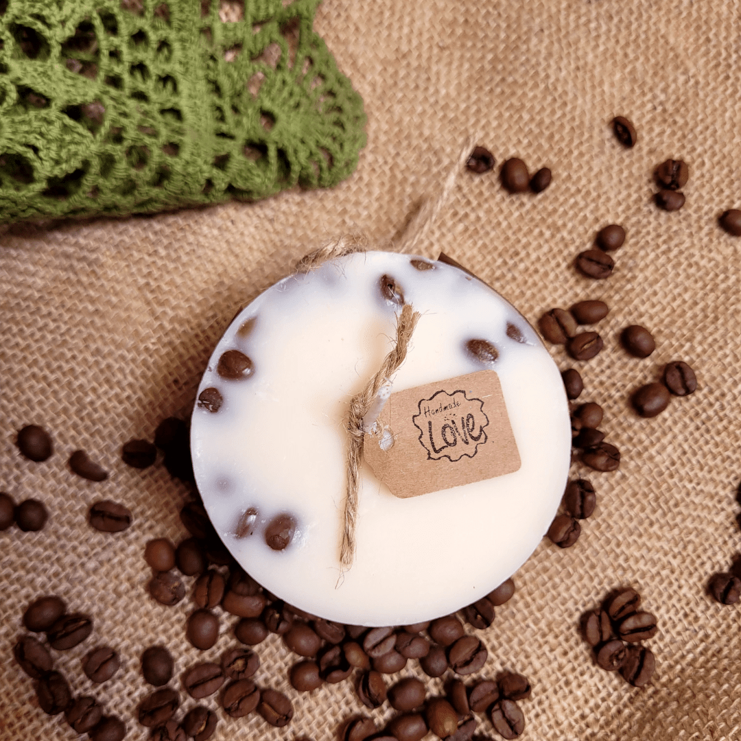 Natural Wax Candles W Coffee Beans Vanilla & Coffee 5x7.5cm - RUTHERFORD & Co