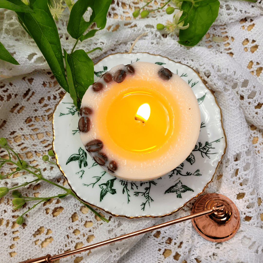 Natural Wax Candles W Coffee Beans Vanilla & Coffee 5x7.5cm - RUTHERFORD & Co