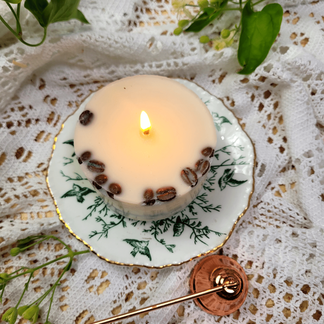 Natural Wax Candles W Coffee Beans Vanilla & Coffee 5x7.5cm - RUTHERFORD & Co