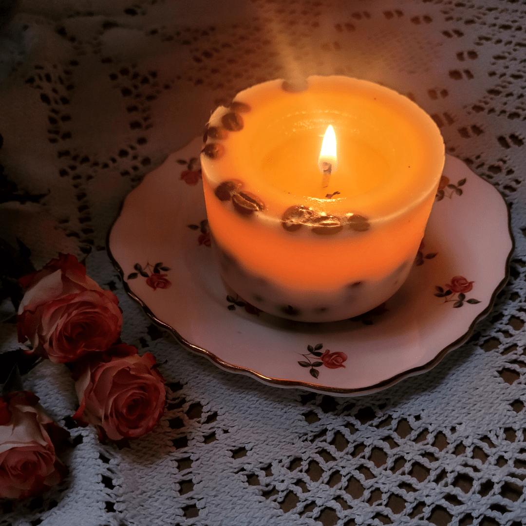 Natural Wax Candles W Coffee Beans Vanilla & Coffee 5x7.5cm - RUTHERFORD & Co