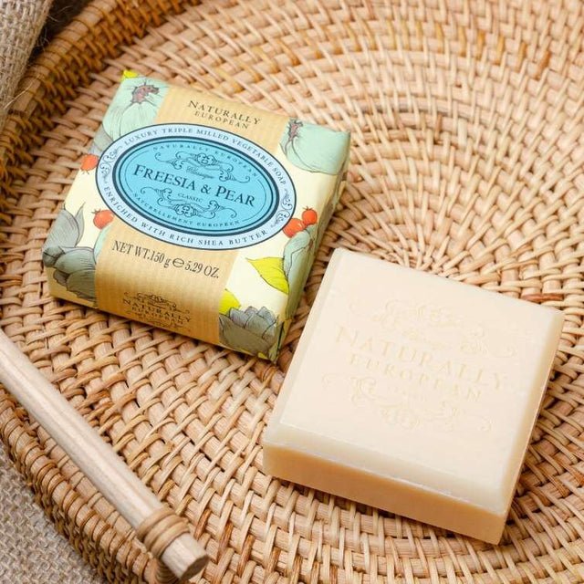 Naturally European Freesia & Pear Soap Bar 150g - RUTHERFORD & Co