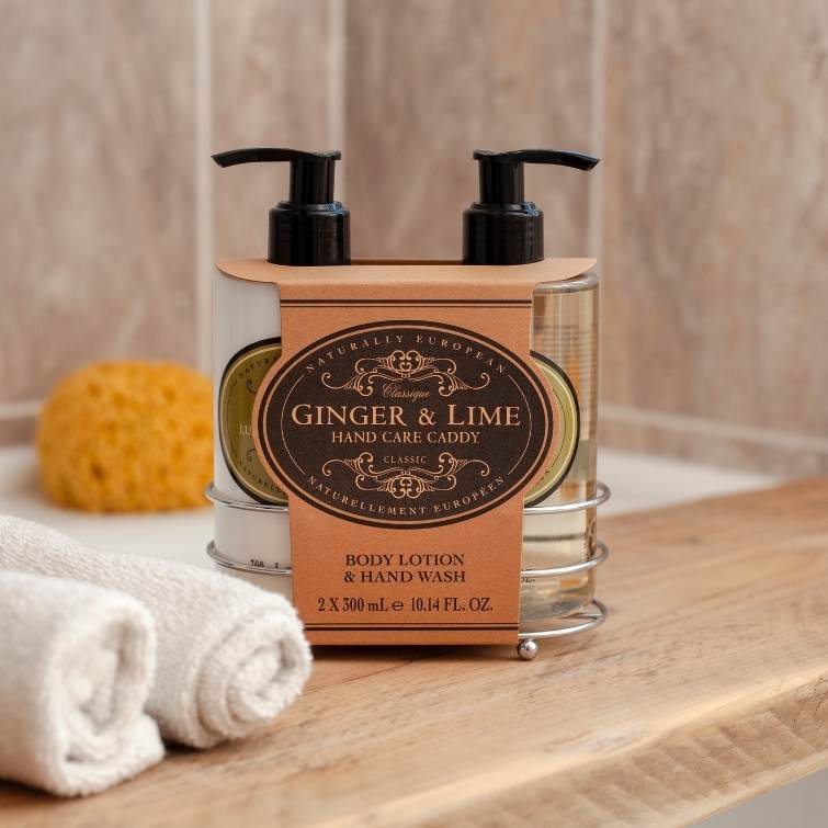 Naturally European Ginger & Lime Hand Care Caddy 2 x 300ml - RUTHERFORD & Co