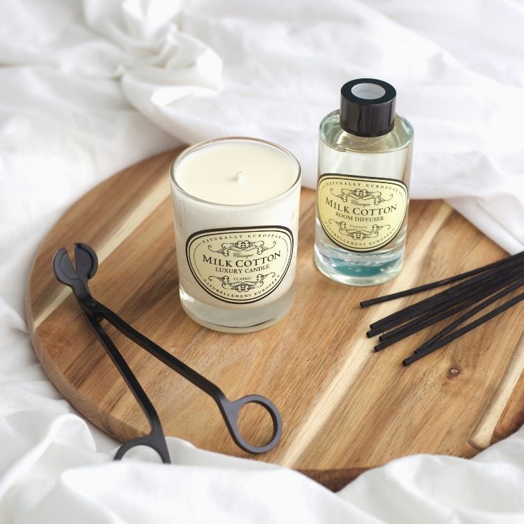 Naturally European Milk Cotton Scented Candle 200g - RUTHERFORD & Co