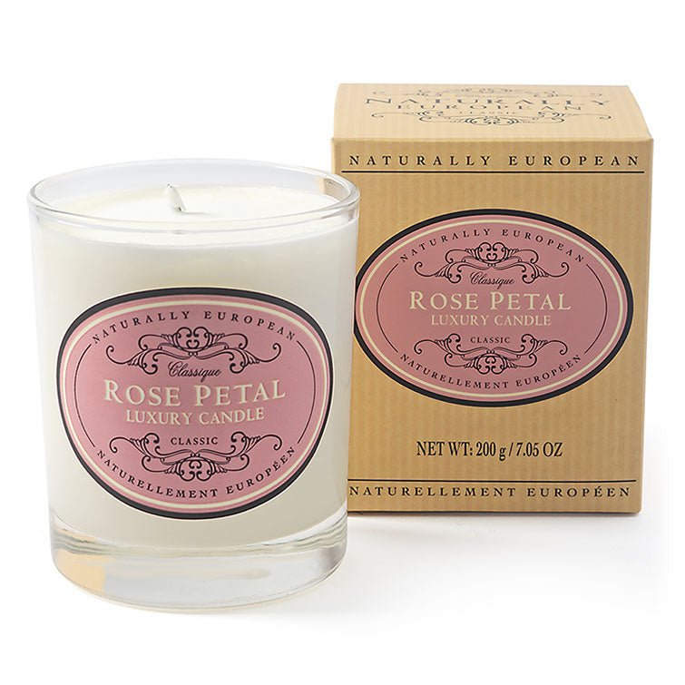 Naturally European Rose Petal Scented Candle 200g - RUTHERFORD & Co