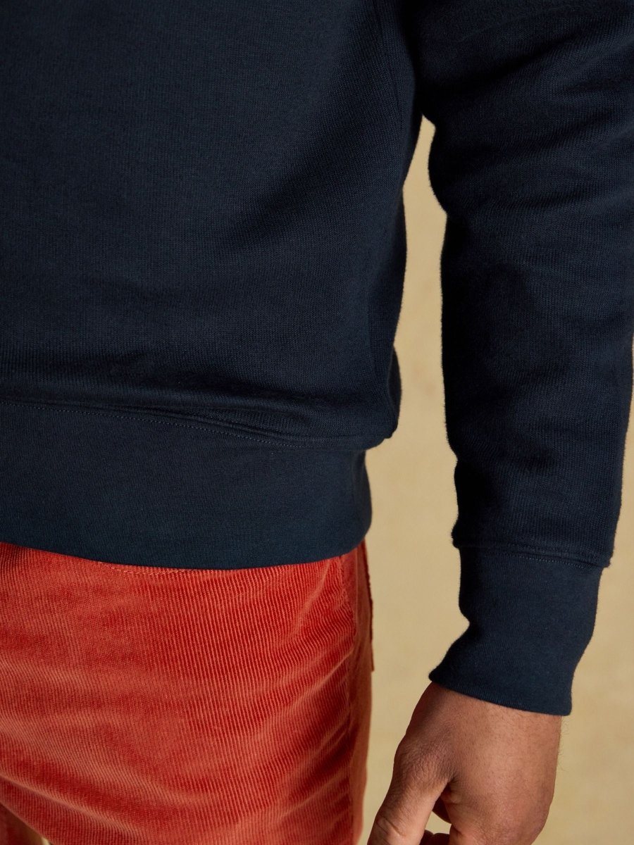 Navy Alistair French Ribbed Knit Quarter Zip Sweatshirt - RUTHERFORD & Co