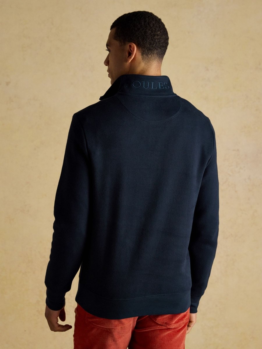 Navy Alistair French Ribbed Knit Quarter Zip Sweatshirt - RUTHERFORD & Co