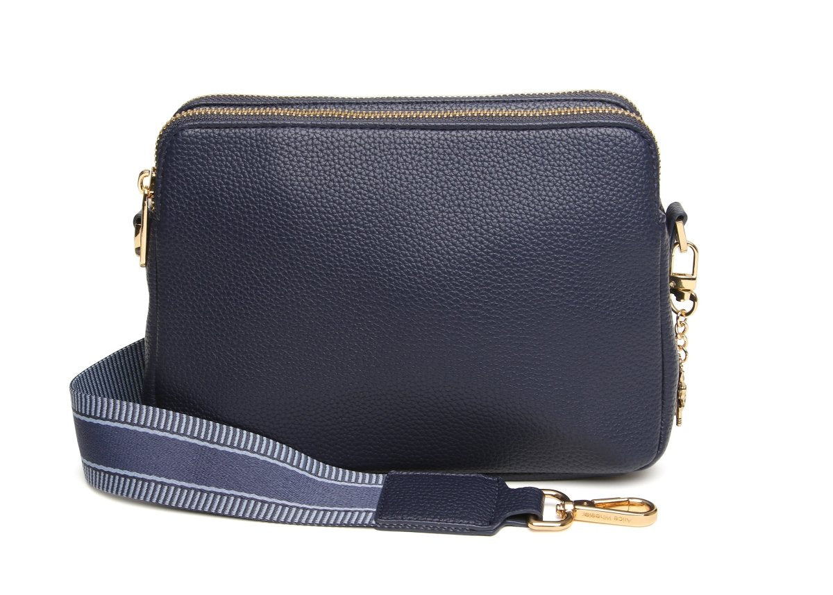 Navy - Dual Double Zip Crossbody Bag - RUTHERFORD & Co