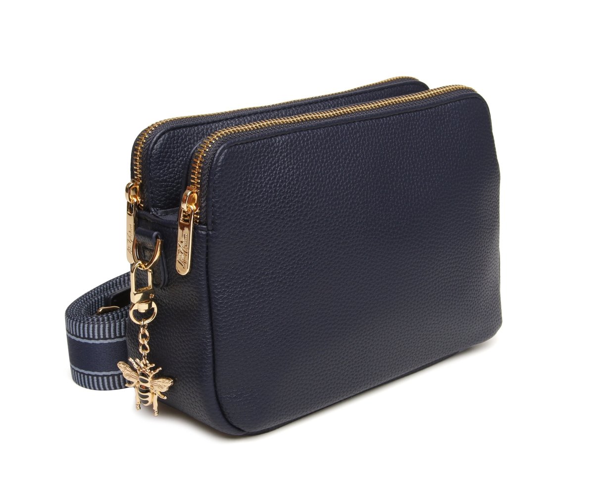 Navy - Dual Double Zip Crossbody Bag - RUTHERFORD & Co