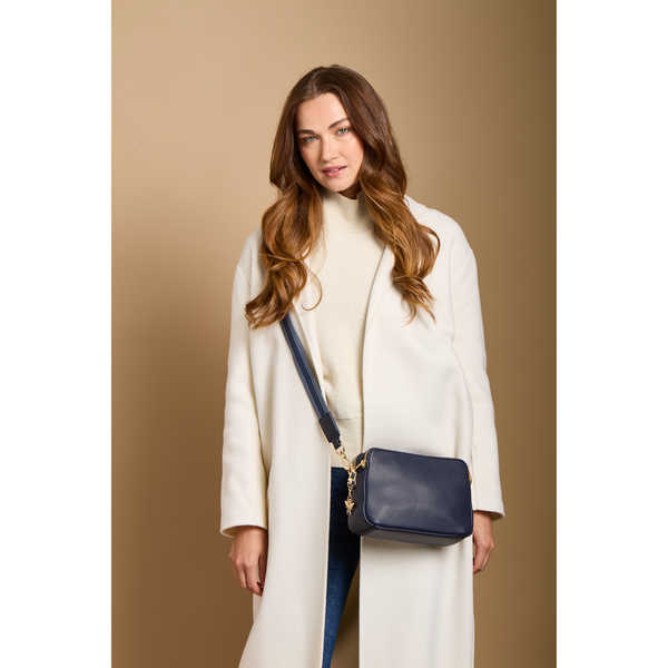 Navy - Dual Double Zip Crossbody Bag - RUTHERFORD & Co