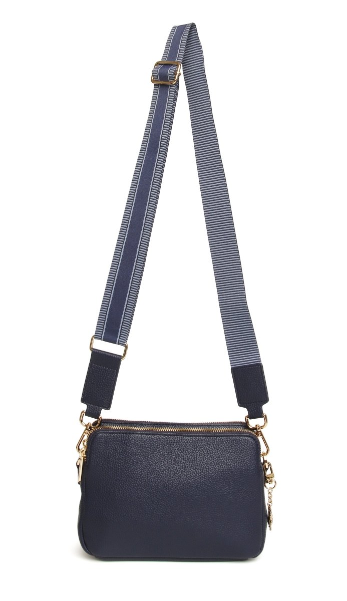 Navy - Dual Double Zip Crossbody Bag - RUTHERFORD & Co