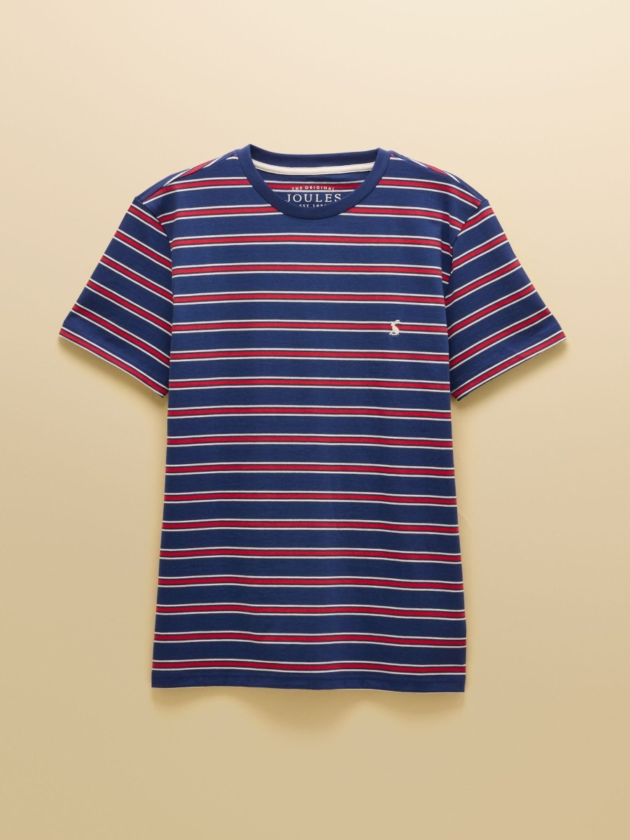 Navy & Red Stripe Classic Fit Cotton T-Shirt - RUTHERFORD & Co
