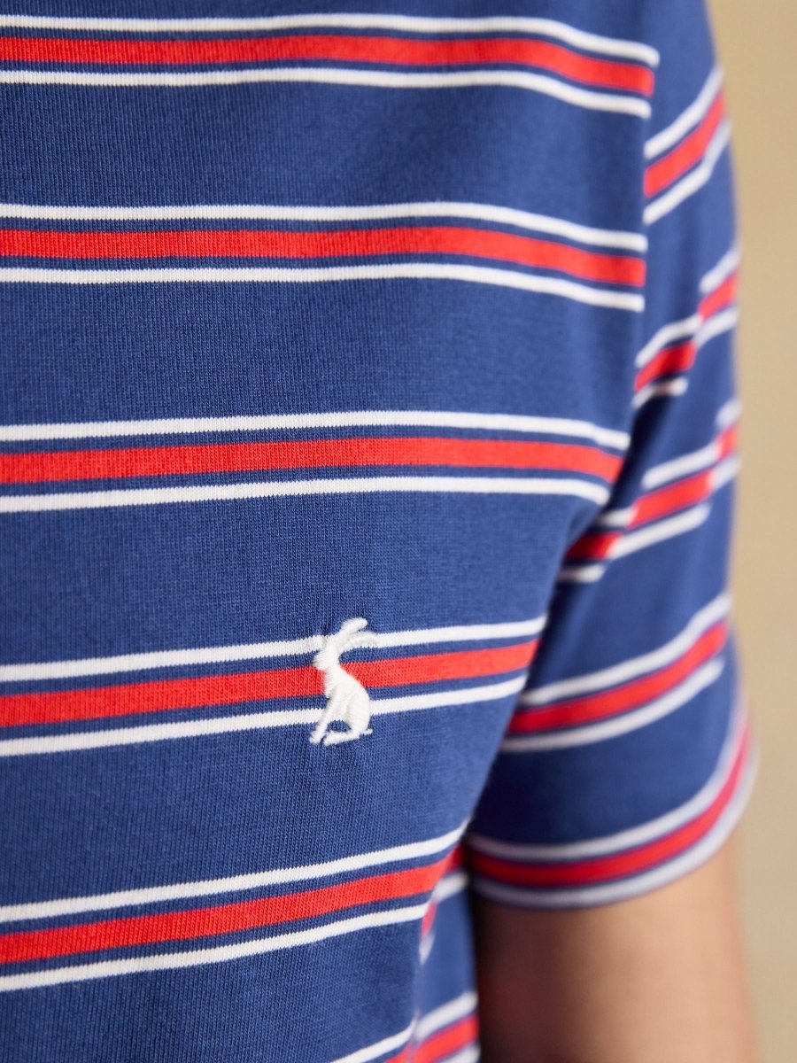 Navy & Red Stripe Classic Fit Cotton T-Shirt - RUTHERFORD & Co