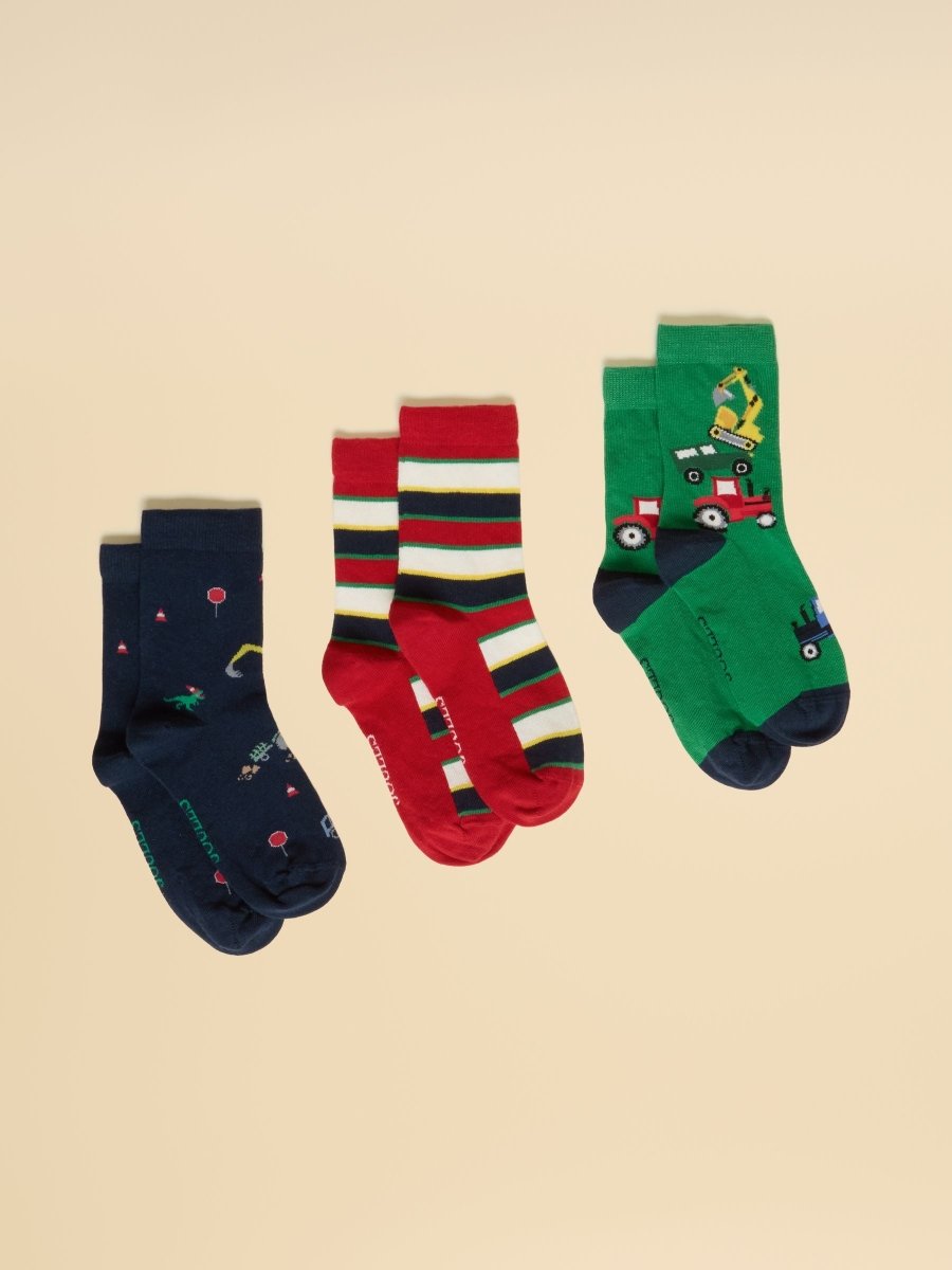 Neat Feet Green/Navy 3 Pack Socks - RUTHERFORD & Co