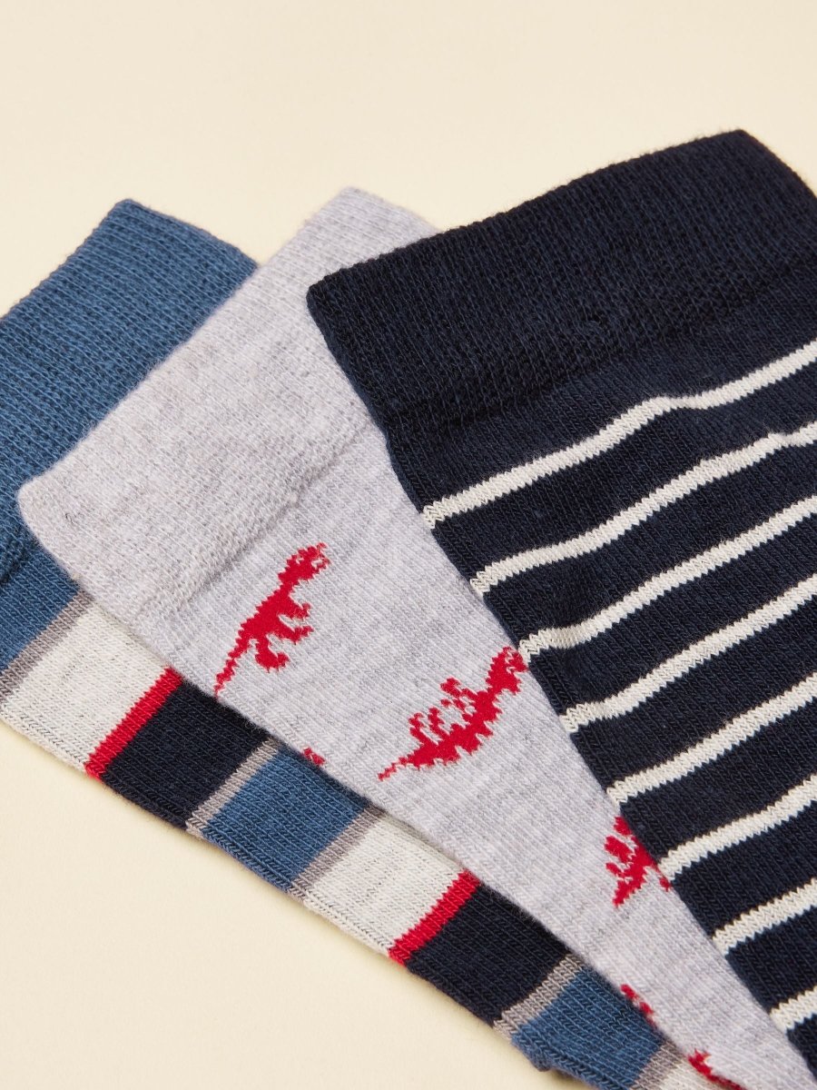 Neat Feet Navy/Red 3 Pack Socks - RUTHERFORD & Co