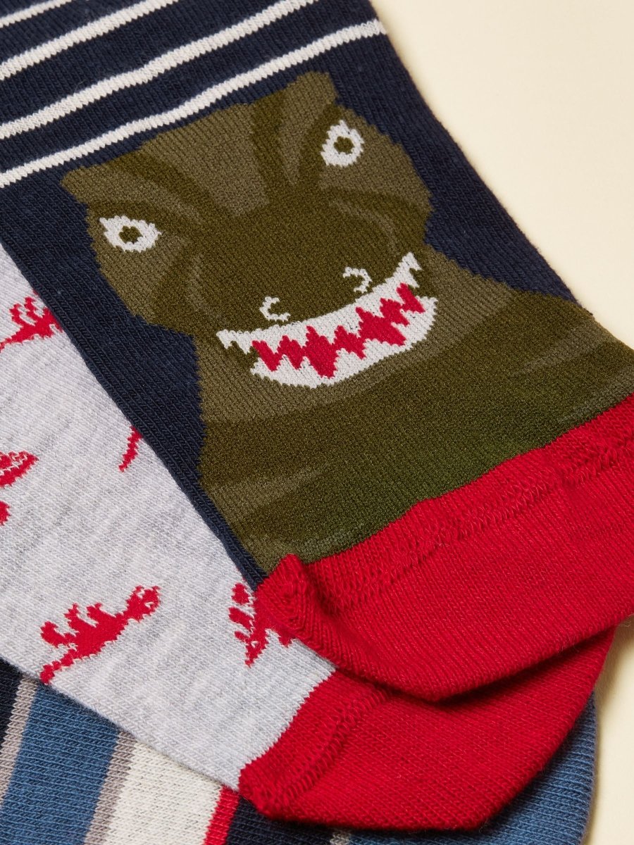 Neat Feet Navy/Red 3 Pack Socks - RUTHERFORD & Co
