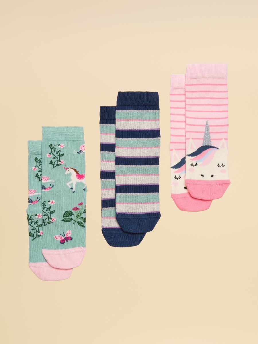 Neat Feet Pink/Green 3 Pack Socks - RUTHERFORD & Co