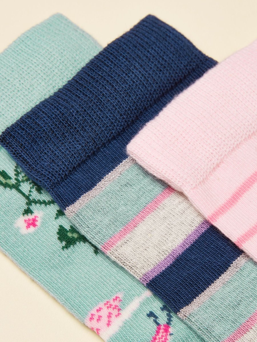 Neat Feet Pink/Green 3 Pack Socks - RUTHERFORD & Co