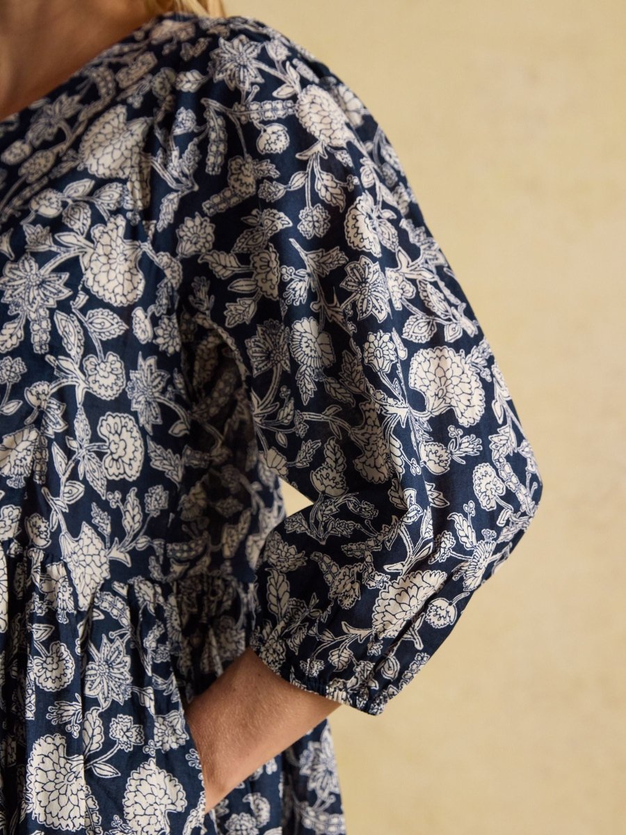 Nelly Navy Tie Front Dress - RUTHERFORD & Co