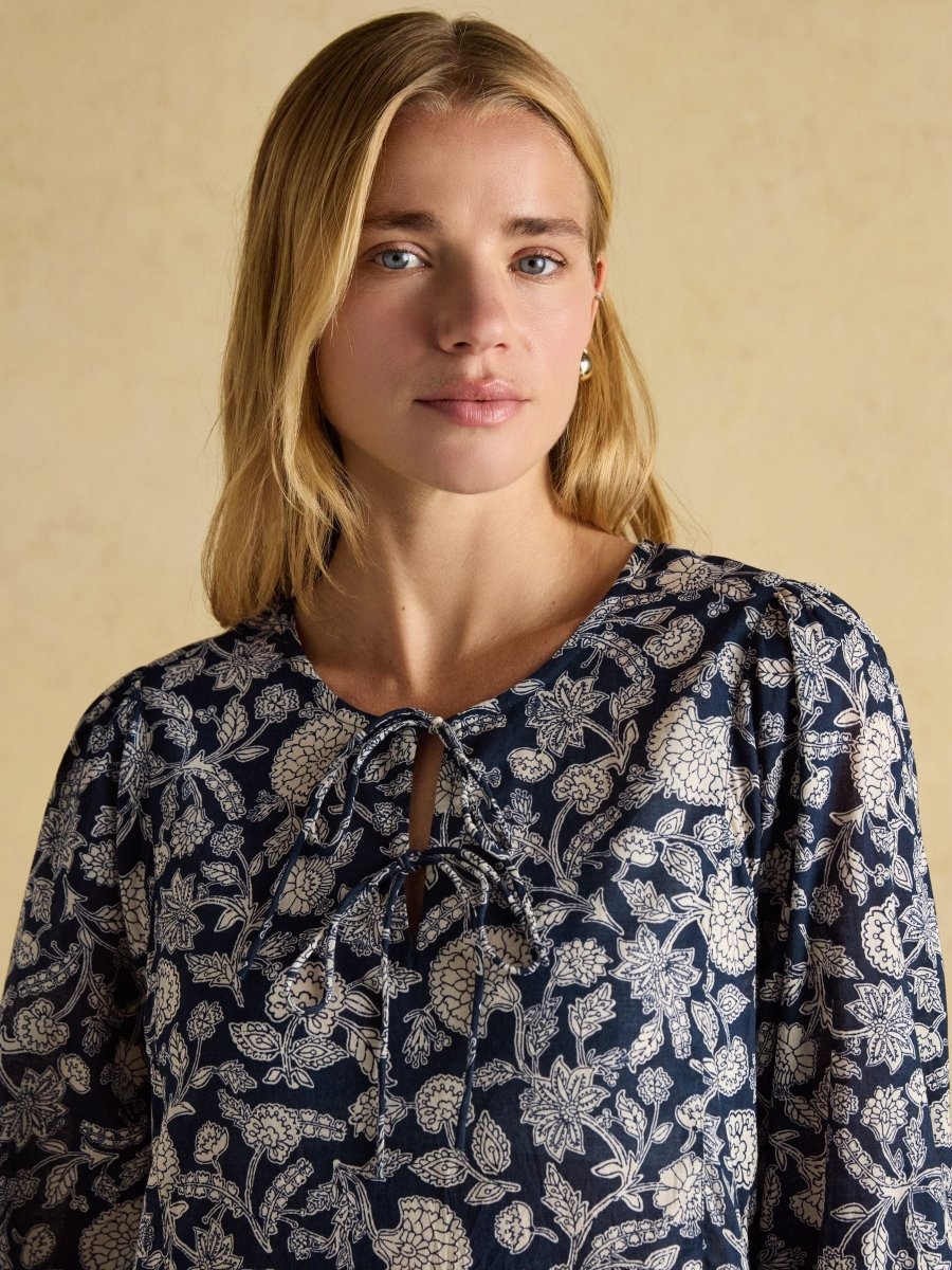Nelly Navy Tie Front Dress - RUTHERFORD & Co