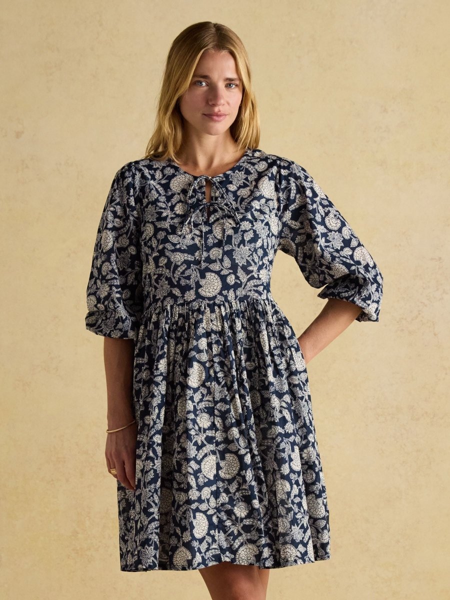 Nelly Navy Tie Front Dress - RUTHERFORD & Co