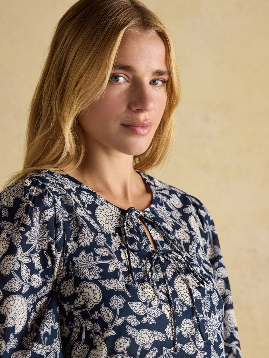 Nelly Navy Tie Front Dress - RUTHERFORD & Co