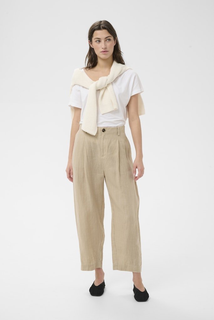 NettasPW Pa Trousers - Neutral Pinstripe - RUTHERFORD & Co