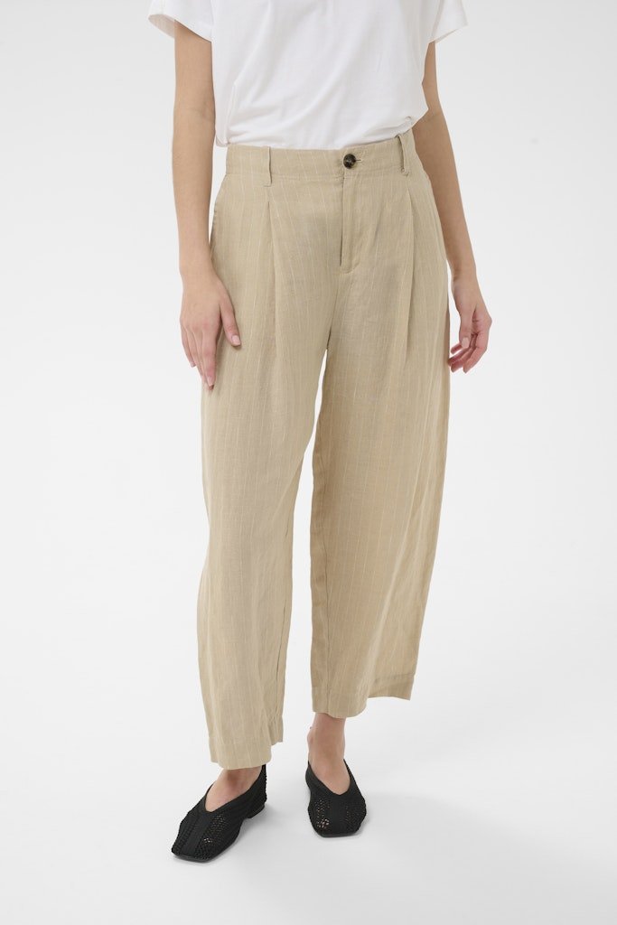 NettasPW Pa Trousers - Neutral Pinstripe - RUTHERFORD & Co