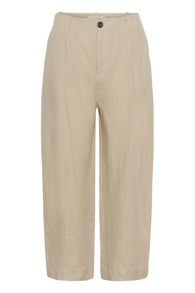 NettasPW Pa Trousers - Neutral Pinstripe - RUTHERFORD & Co