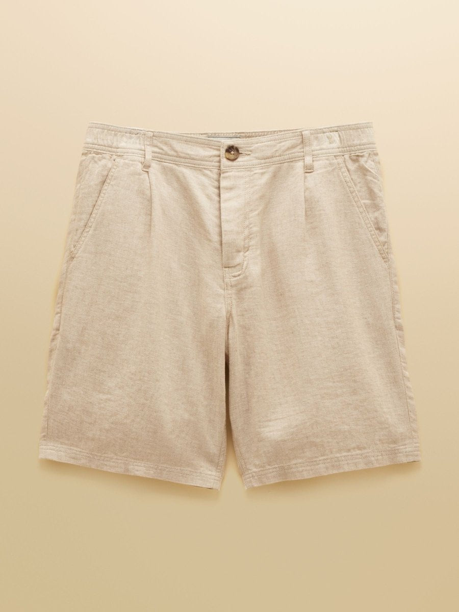 Neutral Linen Blend Shorts - RUTHERFORD & Co
