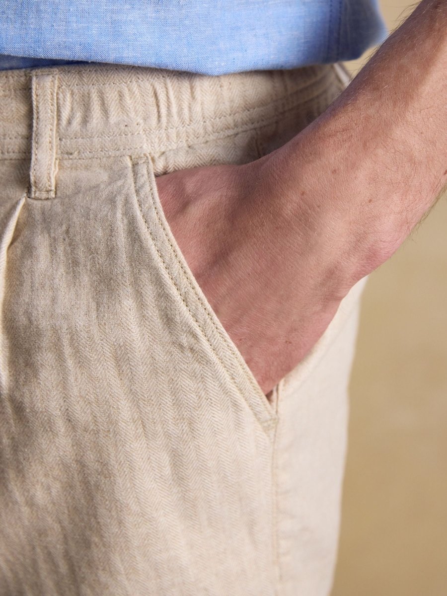 Neutral Linen Blend Shorts - RUTHERFORD & Co