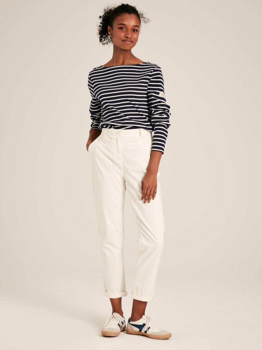 New Harbour Navy Blue Stripe Relaxed Fit Boat Neck Breton Top - RUTHERFORD & Co