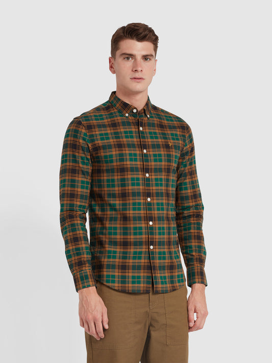 Brewer Slim Fit Check Organic Cotton Long Sleeve Shirt