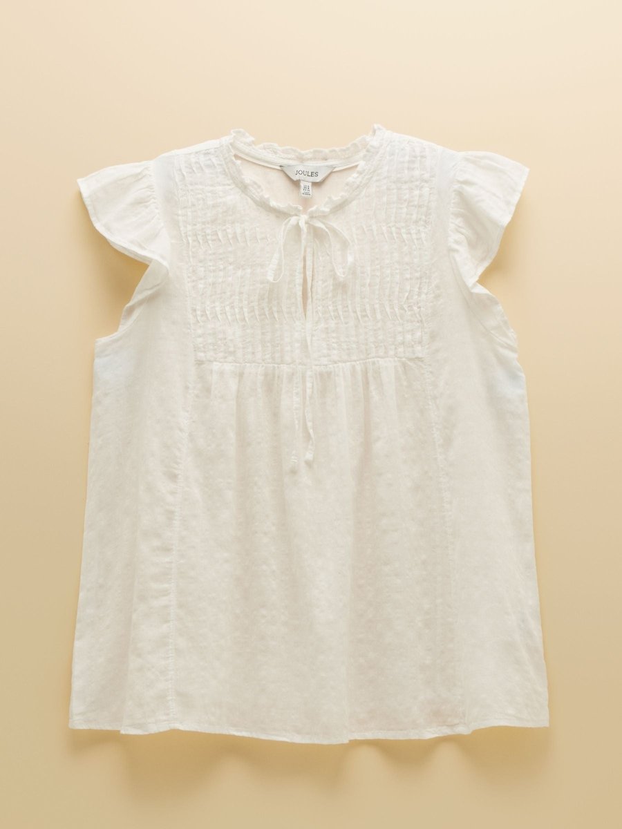Nolan White Sleeveless Tie Neck Blouse - RUTHERFORD & Co
