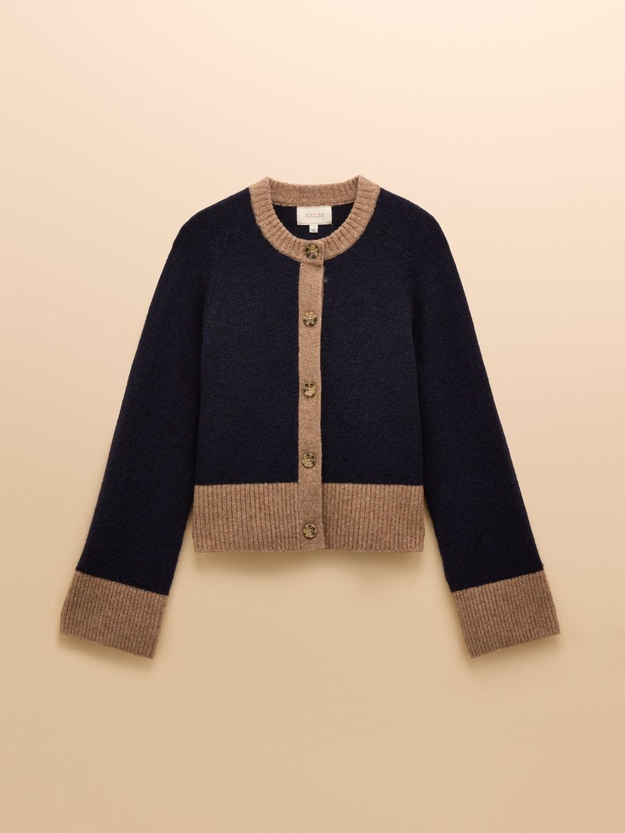 Nora Navy/Tan Knitted Cardigan - RUTHERFORD & Co